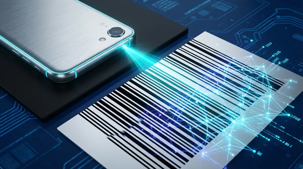 Нейронные сети обрабатывают визуальные данные на устройстве Визуализация сканирования штрих-кода с ИИ